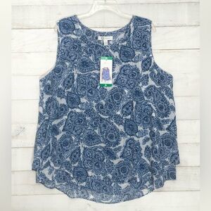 Cristina B Wm's Sleeveless Top • Sz XL • Blue  Paisley • NWT